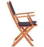 VidaXL Tuinstoelen inklapbaar 2 st eucalyptushout en textileen zwart