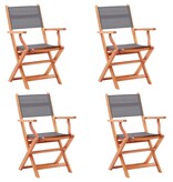 VidaXL Tuinstoelen inklapbaar 4 st eucalyptushout en textileen grijs