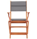VidaXL Tuinstoelen inklapbaar 4 st eucalyptushout en textileen grijs