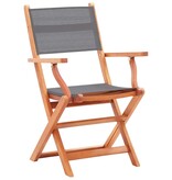 VidaXL Tuinstoelen inklapbaar 2 st eucalyptushout en textileen grijs