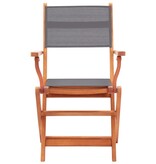 VidaXL Tuinstoelen inklapbaar 2 st eucalyptushout en textileen grijs
