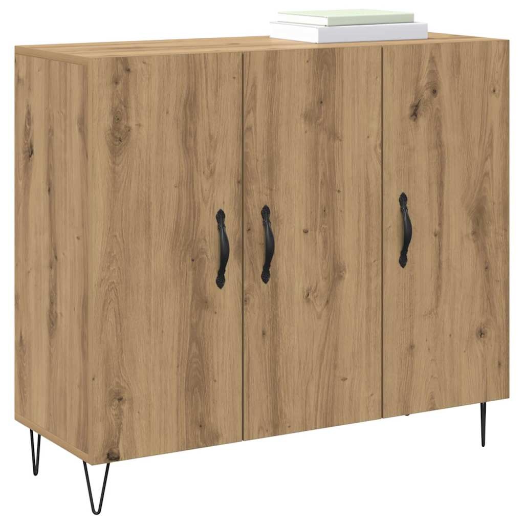 VidaXL Dressoir artisanaal eikenkleurig 90 x 34 x 80 cm Bewerkt hout