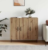 VidaXL Dressoir artisanaal eikenkleurig 90 x 34 x 80 cm Bewerkt hout