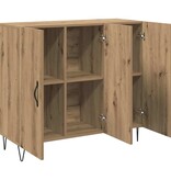 VidaXL Dressoir artisanaal eikenkleurig 90 x 34 x 80 cm Bewerkt hout
