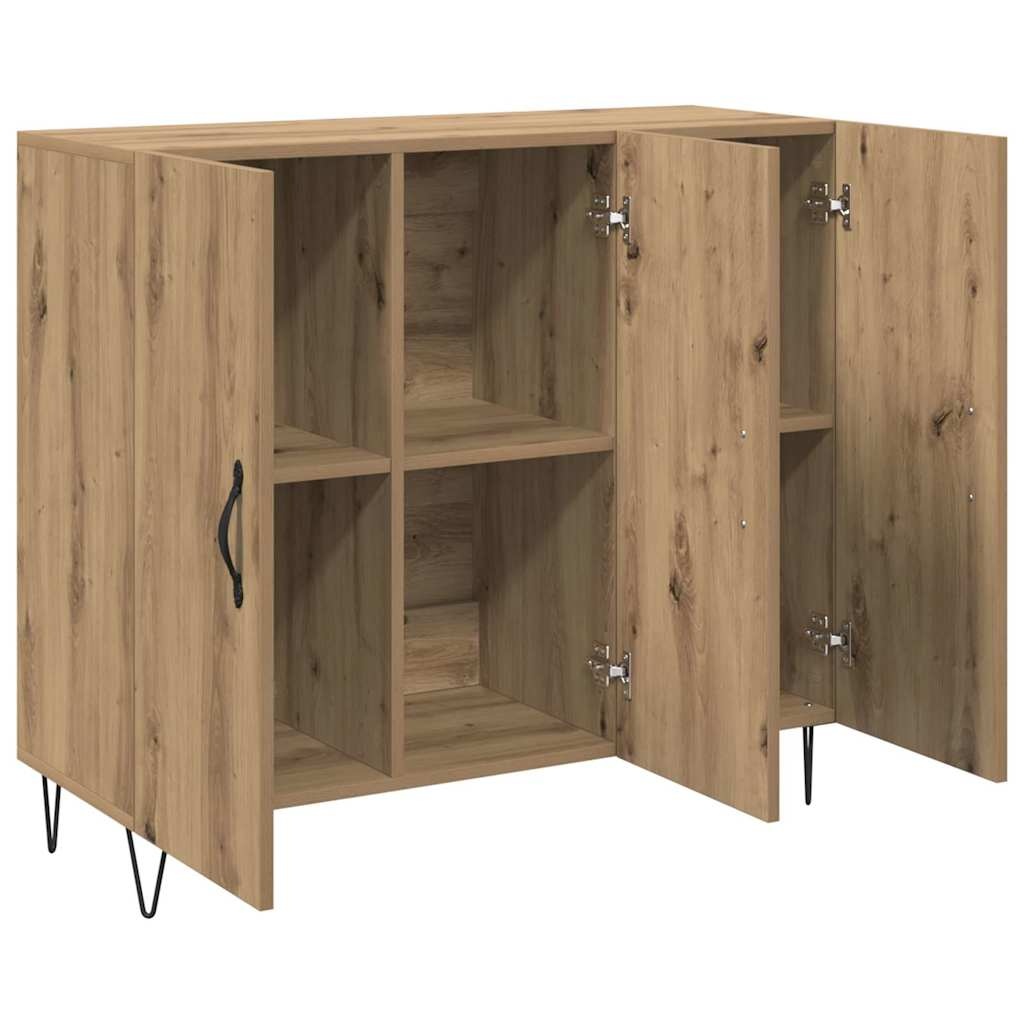 VidaXL Dressoir artisanaal eikenkleurig 90 x 34 x 80 cm Bewerkt hout
