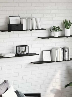 VidaXL Boekenplank Bord 4 pcs Zwart 100 x 20 x 1.5 cm Bewerkt hout