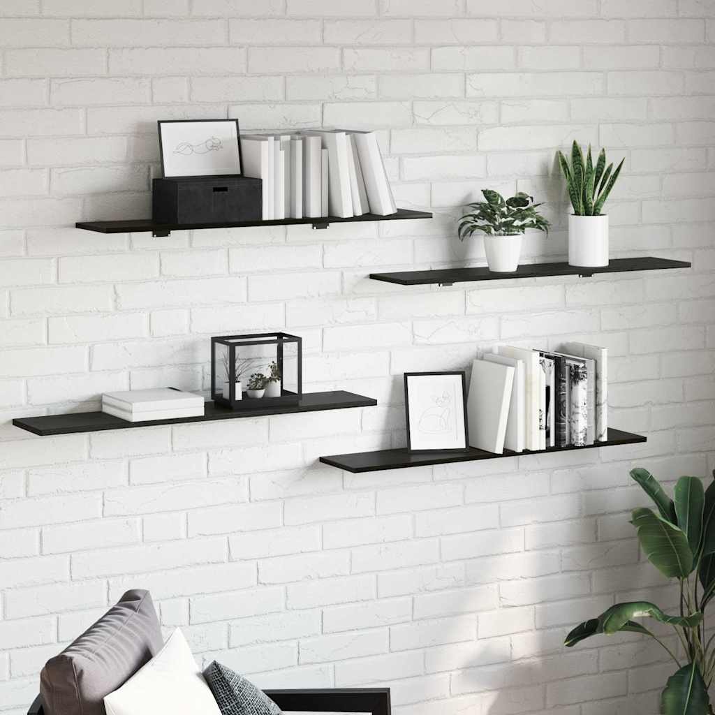 VidaXL Boekenplank Bord 4 pcs Zwart 100 x 20 x 1.5 cm Bewerkt hout