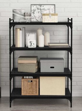 VidaXL Boekenplank Bord 4 pcs Zwart 80 x 40 x 1.5 cm Bewerkt hout