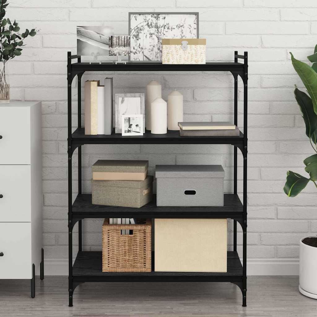 VidaXL Boekenplank Bord 4 pcs Zwart 80 x 40 x 1.5 cm Bewerkt hout