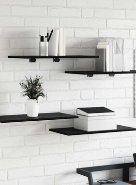 VidaXL Boekenplank Bord 4 pcs Zwart 60 x 30 x 1.5 cm Bewerkt hout