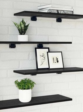 VidaXL Boekenplank Bord 4 pcs Zwart 60 x 20 x 1.5 cm Bewerkt hout