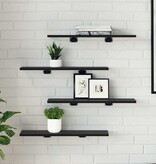 VidaXL Boekenplank Bord 4 pcs Zwart 60 x 20 x 1.5 cm Bewerkt hout