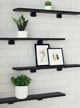 VidaXL Boekenplank Bord 4 pcs Zwart 60 x 10 x 1.5 cm Bewerkt hout