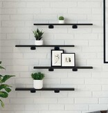 VidaXL Boekenplank Bord 4 pcs Zwart 60 x 10 x 1.5 cm Bewerkt hout