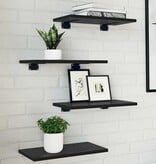 VidaXL Boekenplank Bord 4 pcs Zwart 40 x 20 x 1.5 cm Bewerkt hout