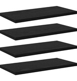 VidaXL Boekenplank Bord 4 pcs Zwart 40 x 20 x 1.5 cm Bewerkt hout
