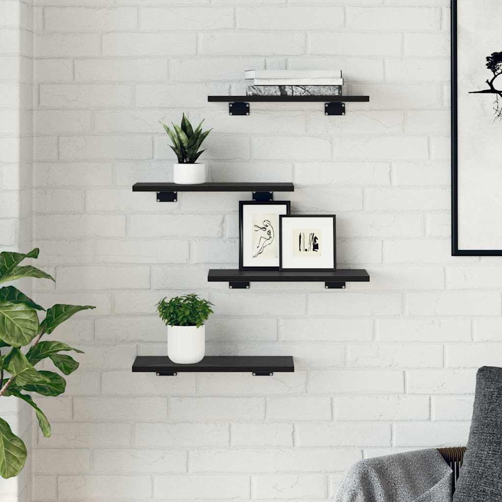 VidaXL Boekenplank Bord 4 pcs Zwart 40 x 20 x 1.5 cm Bewerkt hout