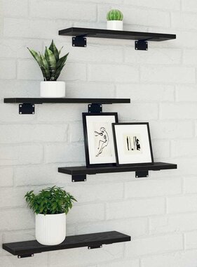 VidaXL Boekenplank Bord 4 pcs Zwart 40 x 10 x 1.5 cm Bewerkt hout