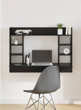 VidaXL Aan de muur bevestigd bureau Zwart eiken 105 x 48 x 75 cm
