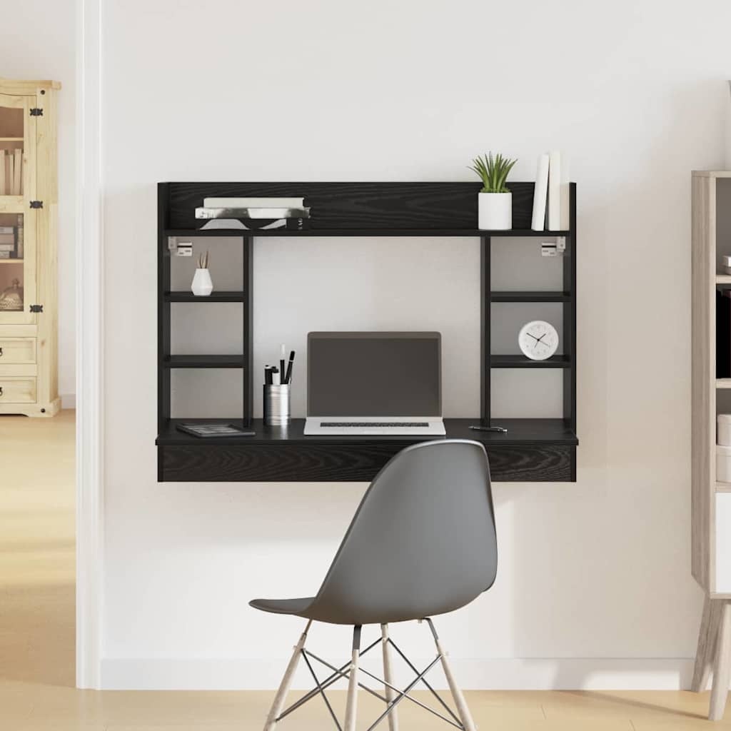VidaXL Aan de muur bevestigd bureau Zwart eiken 105 x 48 x 75 cm
