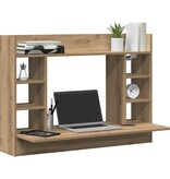 VidaXL Aan de muur bevestigd bureau met plank artisanaal eikenkleurig