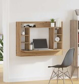 VidaXL Aan de muur bevestigd bureau met plank artisanaal eikenkleurig