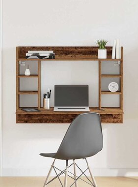VidaXL Aan de muur bevestigd bureau Oud hout 105 x 48 x 75 cm
