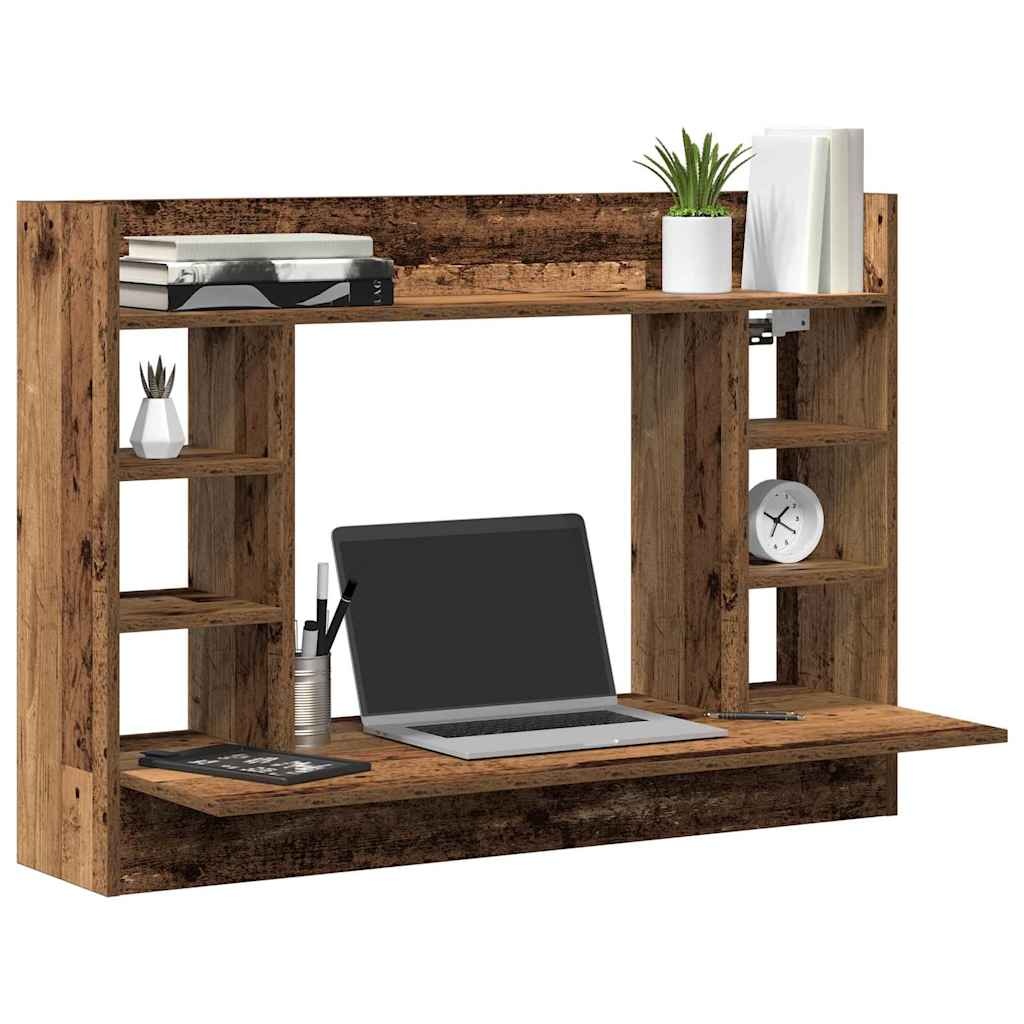 VidaXL Aan de muur bevestigd bureau Oud hout 105 x 48 x 75 cm