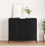 VidaXL Dressoir Zwart eiken 90 x 34 x 80 cm Bewerkt hout