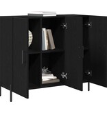 VidaXL Dressoir Zwart eiken 90 x 34 x 80 cm Bewerkt hout