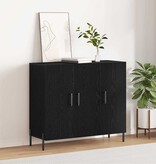 VidaXL Dressoir Zwart eiken 90 x 34 x 80 cm Bewerkt hout
