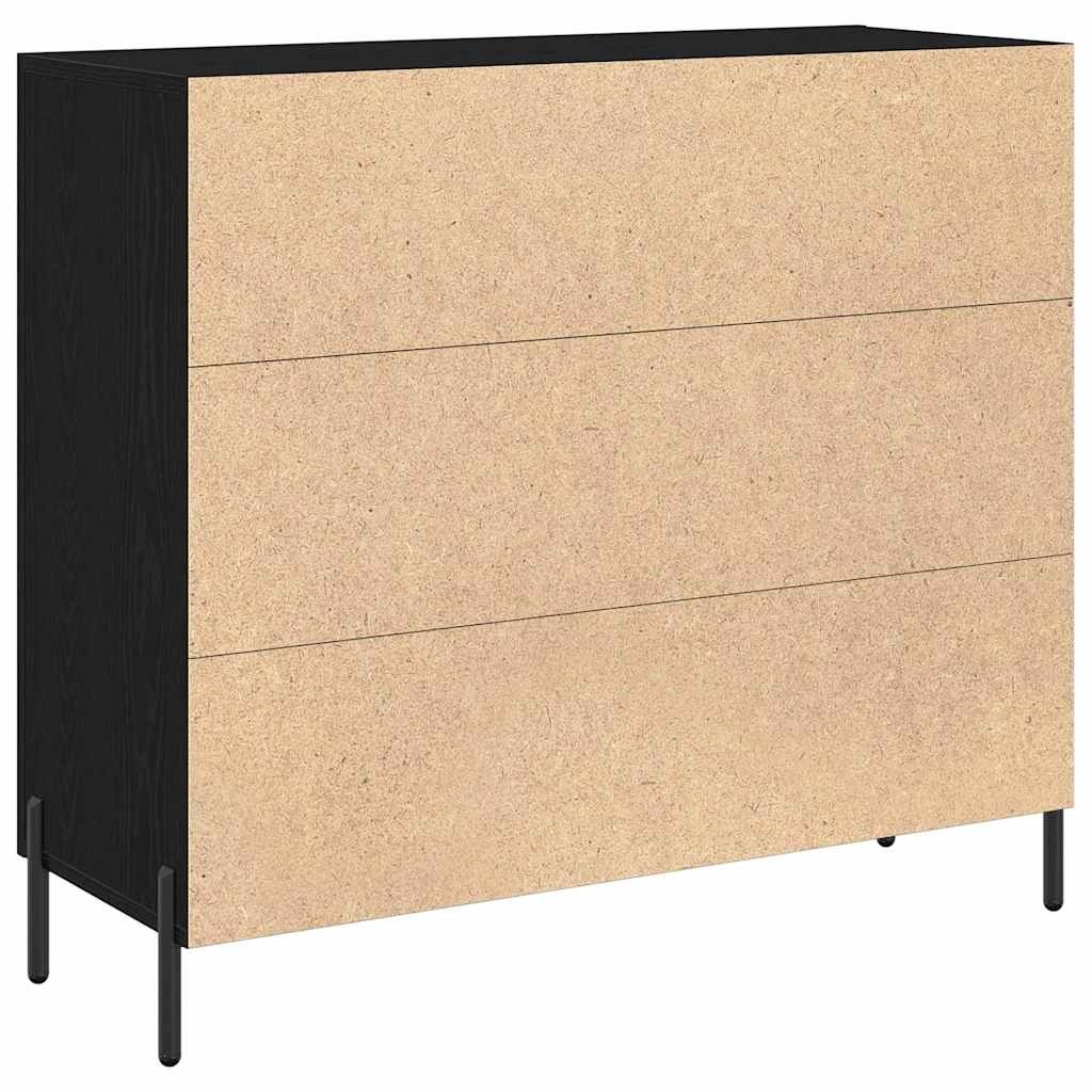 VidaXL Dressoir Zwart eiken 90 x 34 x 80 cm Bewerkt hout
