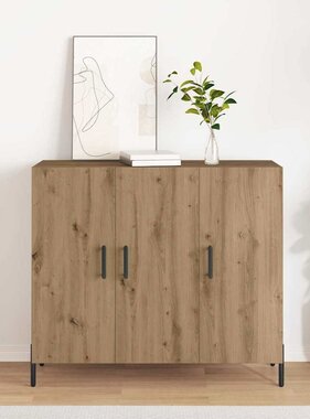 VidaXL Dressoir artisanaal eikenkleurig 90 x 34 x 80 cm Bewerkt hout