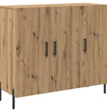 VidaXL Dressoir artisanaal eikenkleurig 90 x 34 x 80 cm Bewerkt hout