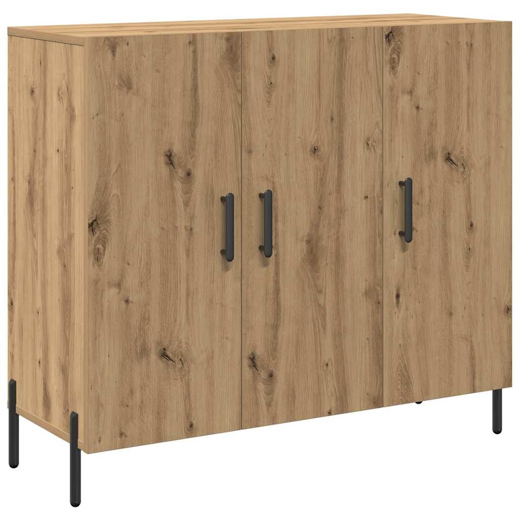 VidaXL Dressoir artisanaal eikenkleurig 90 x 34 x 80 cm Bewerkt hout