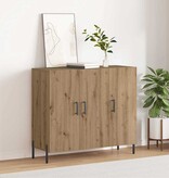 VidaXL Dressoir artisanaal eikenkleurig 90 x 34 x 80 cm Bewerkt hout