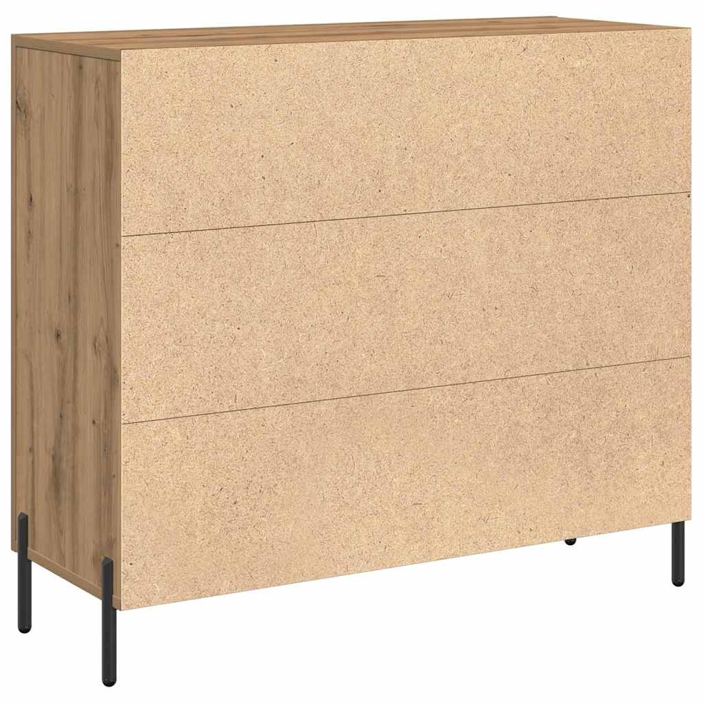 VidaXL Dressoir artisanaal eikenkleurig 90 x 34 x 80 cm Bewerkt hout