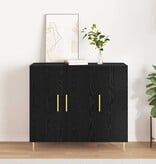 VidaXL Dressoir Zwart eiken 90 x 34 x 80 cm Bewerkt hout