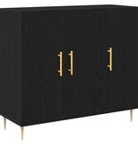 VidaXL Dressoir Zwart eiken 90 x 34 x 80 cm Bewerkt hout