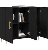 VidaXL Dressoir Zwart eiken 90 x 34 x 80 cm Bewerkt hout