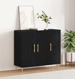 VidaXL Dressoir Zwart eiken 90 x 34 x 80 cm Bewerkt hout