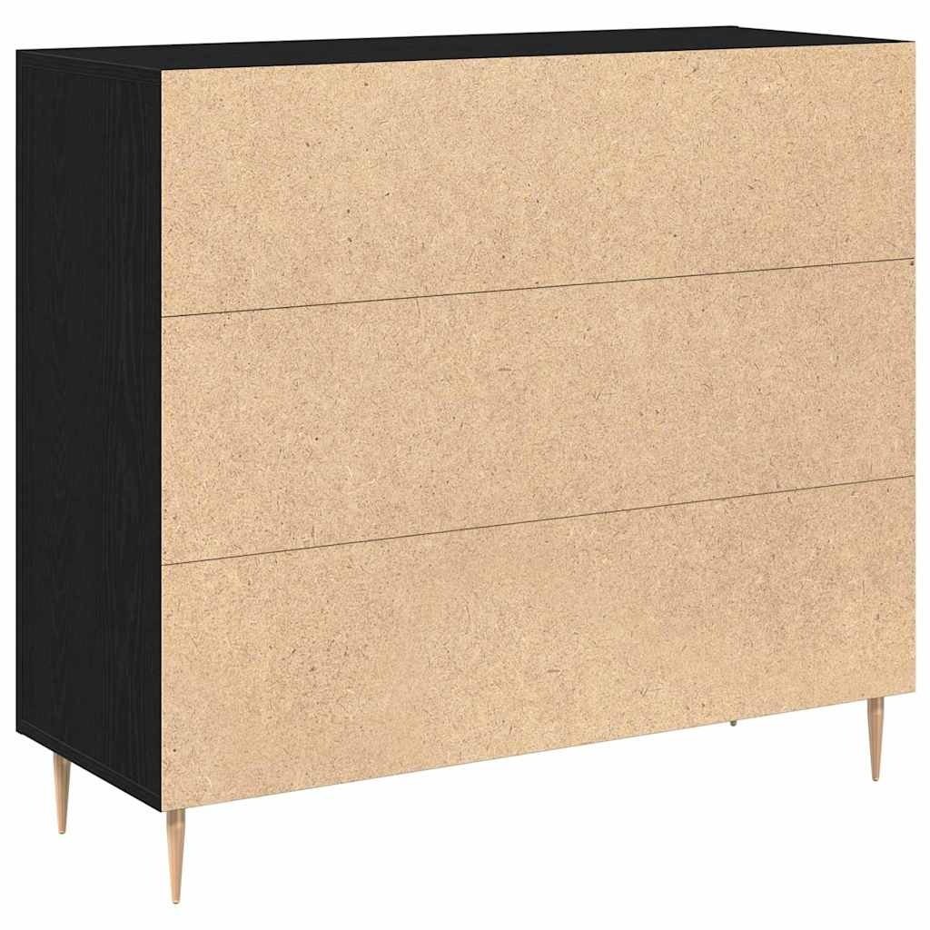VidaXL Dressoir Zwart eiken 90 x 34 x 80 cm Bewerkt hout