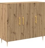 VidaXL Dressoir artisanaal eikenkleurig 90 x 34 x 80 cm Bewerkt hout
