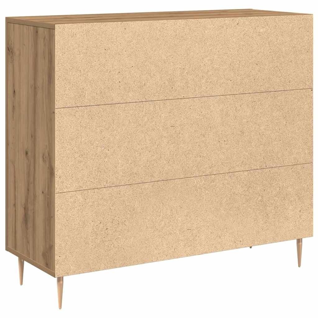 VidaXL Dressoir artisanaal eikenkleurig 90 x 34 x 80 cm Bewerkt hout
