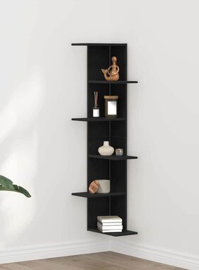 VidaXL Hoekplank Zwart eiken 36.5 x 36.5 x 140 cm Bewerkt hout