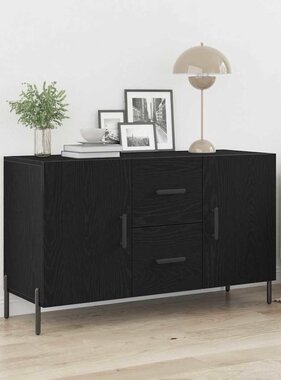 VidaXL Dressoir met lade Zwart eiken 100 x 36 x 60 cm Bewerkt hout