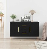 VidaXL Dressoir met lade Zwart eiken 100 x 36 x 60 cm Bewerkt hout
