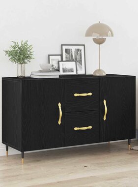 VidaXL Dressoir met lade Zwart eiken 100 x 36 x 60 cm Bewerkt hout