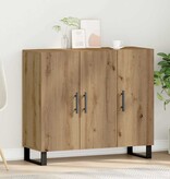 VidaXL Dressoir artisanaal eikenkleurig 90 x 34 x 80 cm Bewerkt hout