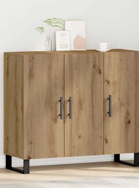 VidaXL Dressoir artisanaal eikenkleurig 90 x 34 x 80 cm Bewerkt hout